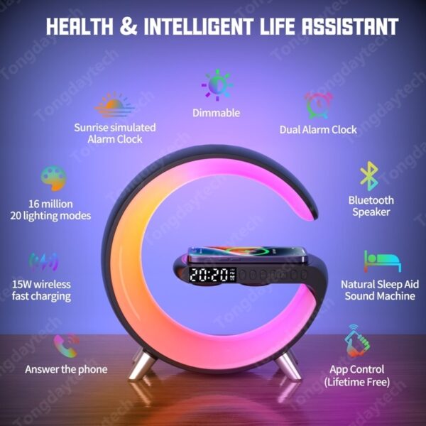 Smart G Multifunction Wireless Charger Alarm Clock - Image 6