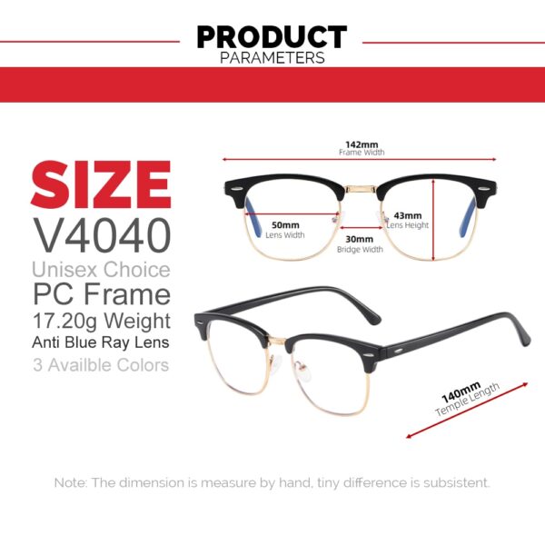 Classic Semi-Rimless Blue Light Blocking & Gaming Glasses - Image 6