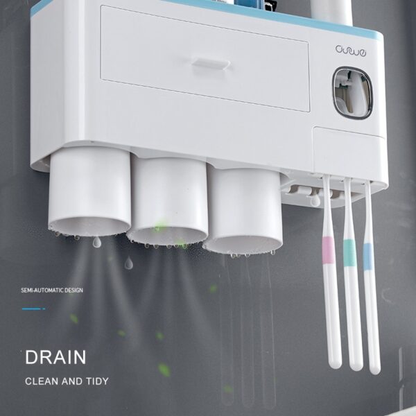 Toothbrush Holder with Toothpaste Dispenser, Cups & Storage - Image 5