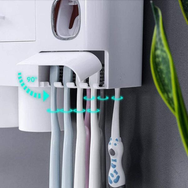 Toothbrush Holder with Toothpaste Dispenser, Cups & Storage - Image 6