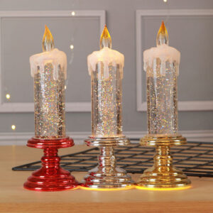 Adorable LED-Light Christmas Candles with Pedestal