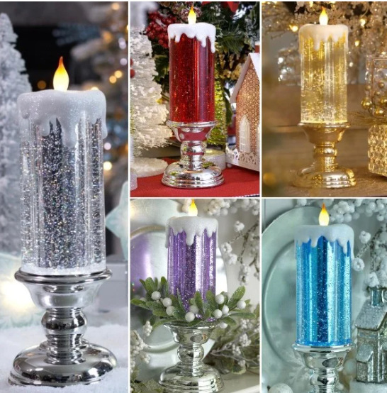 Adorable LED-Light Christmas Candles with Pedestal - Image 2