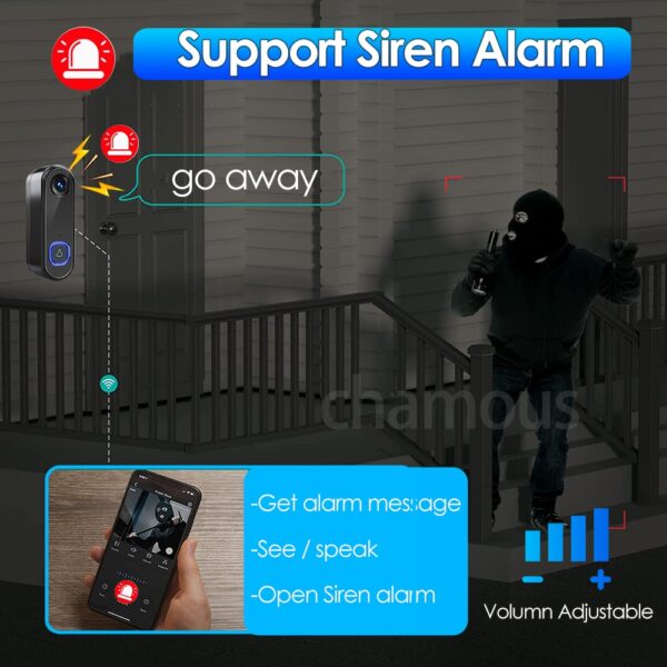 Wireless Outdoor Security Doorbell Camera with Chime - Image 5